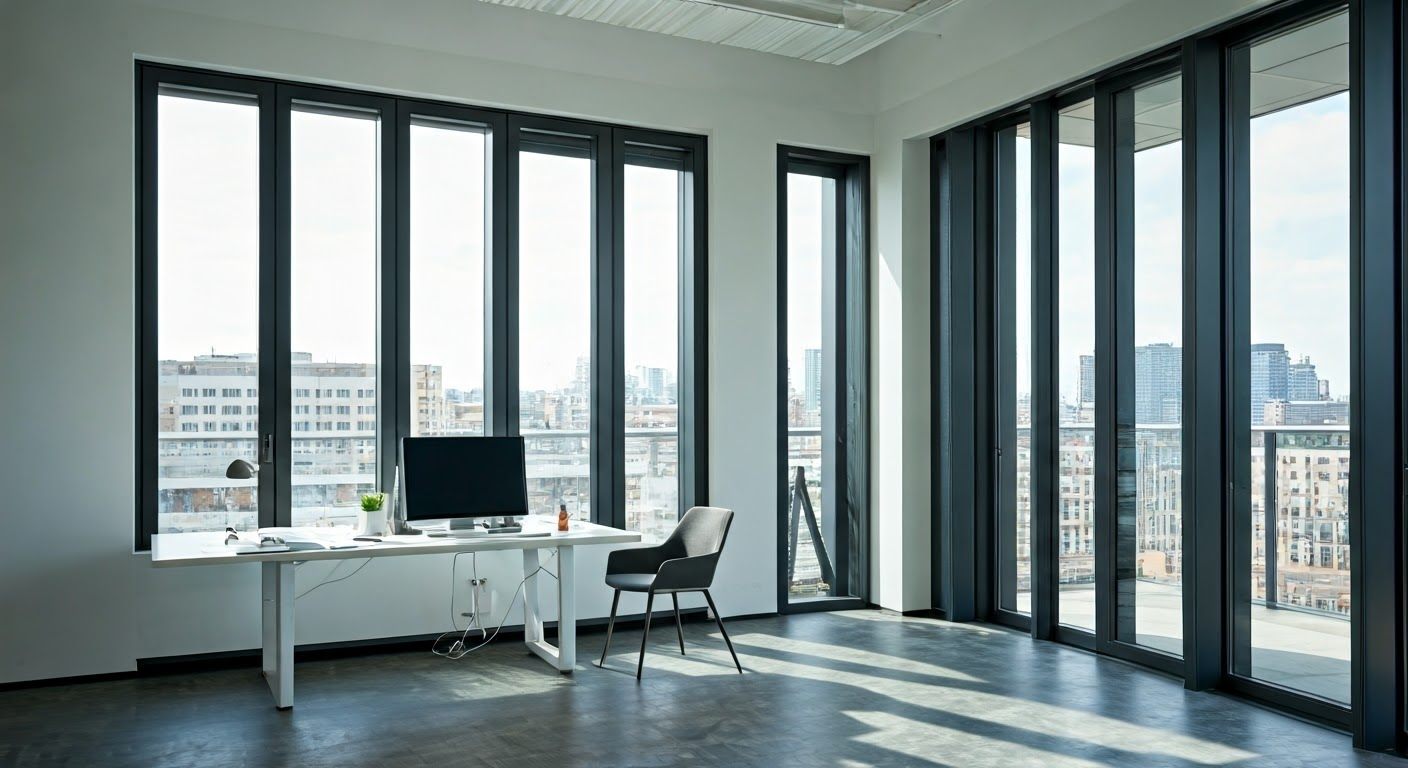 Stylish office with tilt windows