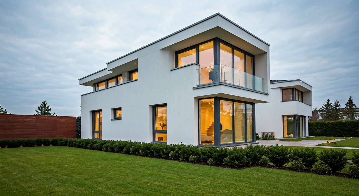 Modern house with European windows in canada