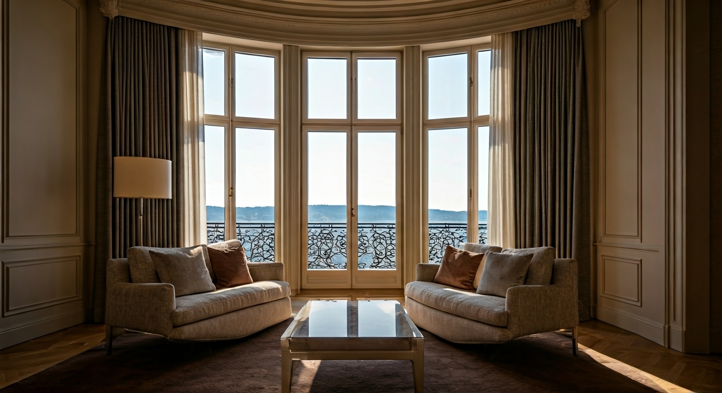 Modern living room with European windows